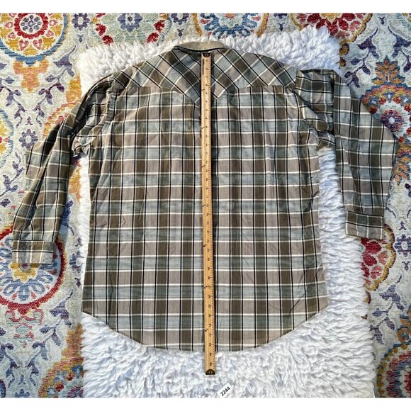Vintage Flying R Ranchwear Men's Western Shirt Brown Long Sleeve Plaid Button - Picture 6 of 7